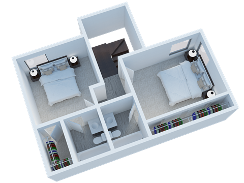 Floor plan for 2 beds, 2.5 baths, 1146 sqft